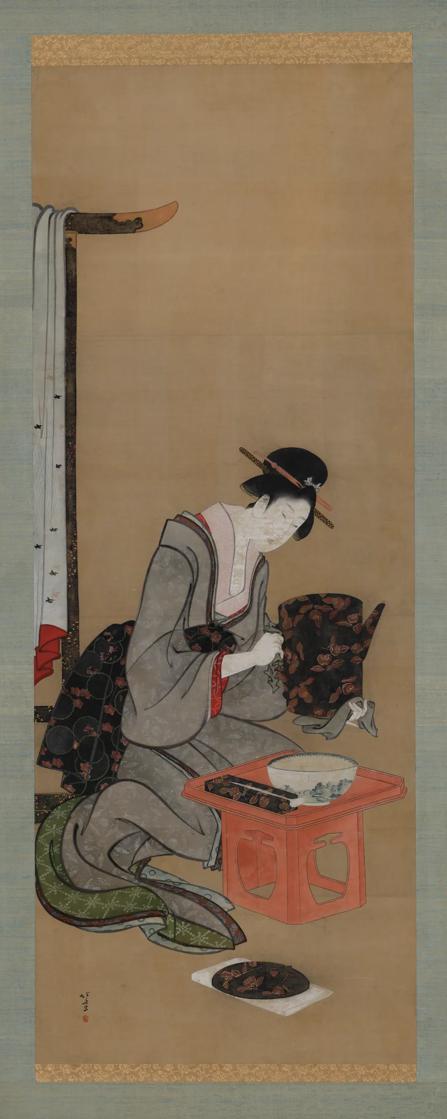 New Year custom: makeup on the New Year morning by Katsushika Hokusai 葛飾北斎 (1760-1849)