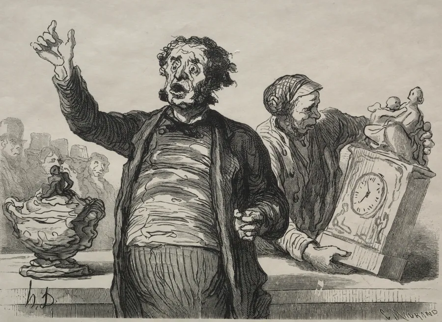 The Auction House:  The Town Crier by Honoré Daumier
