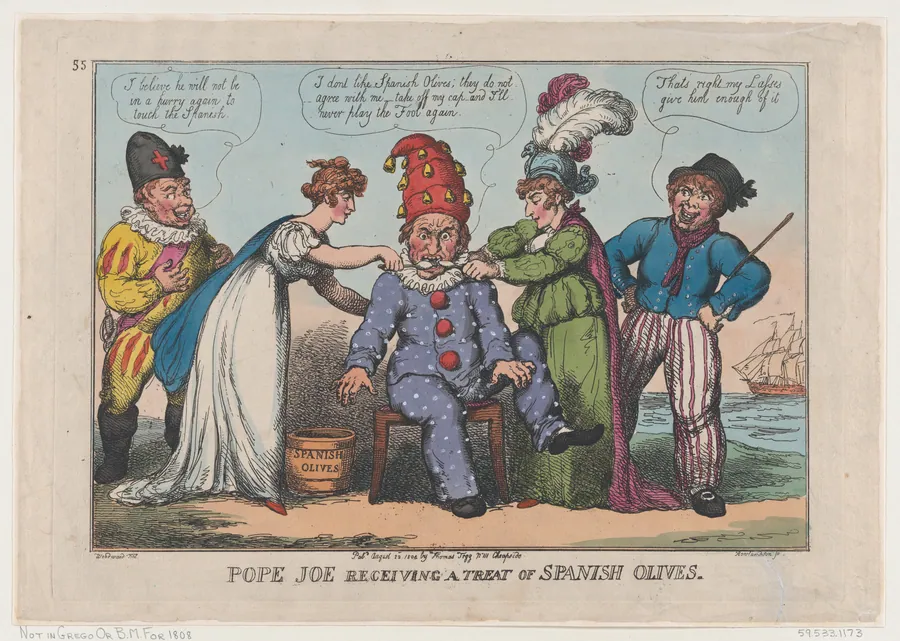 Pope Joe Receiving a Treat of Spanish Olives by George Murgatroyd Woodward