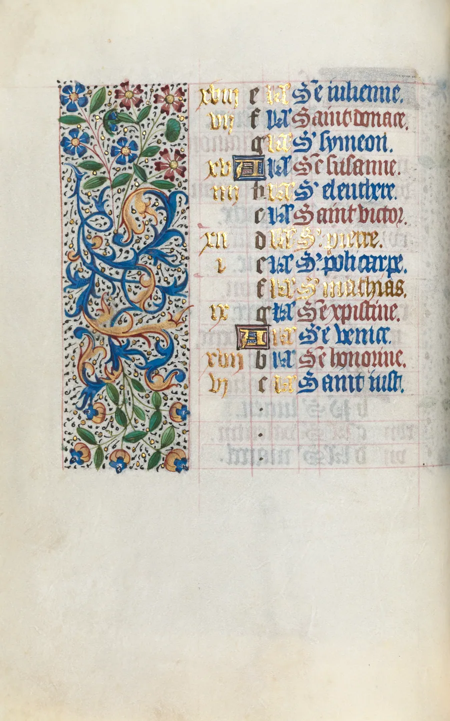 Book of Hours (Use of Rouen): fol. 2v by Master of the Geneva Latini