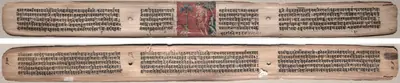 Folio 73 from a Gandavyuha-sutra (Scripture of the Supreme Array): Sudhana and an antelope (recto); text (verso)