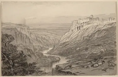 Goats Resting above a River Gorge (Narni, Italy)