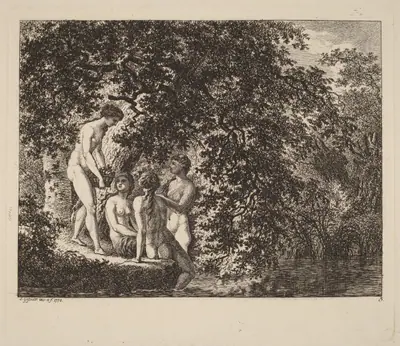 Girl Carrying a Basket of Fruit