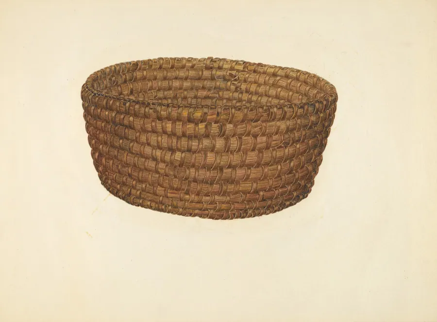 Hickory Bark and Oat Straw Basket by E. Allen Fritz