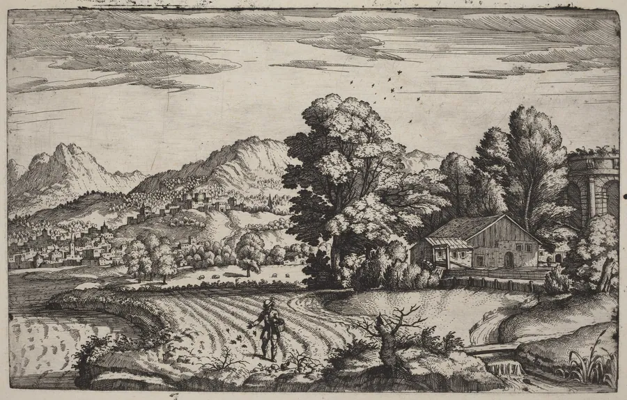 Mountainous Landscape with the Parable of the Sower by Giovanni Battista Fontana