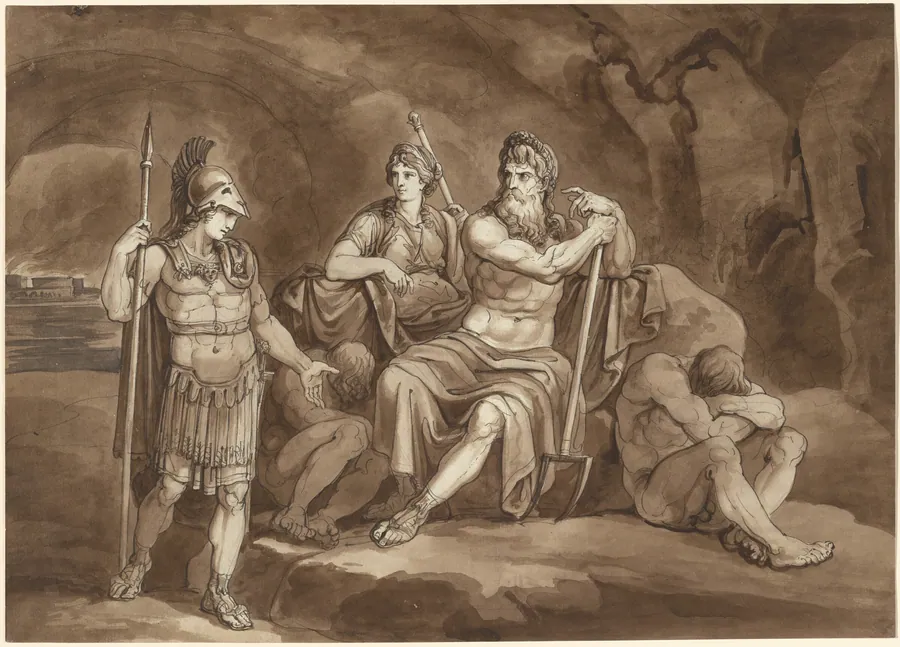 Telemachus Requests Permission from Pluto to Seek His Father in the Underworld by Bartolomeo Pinelli