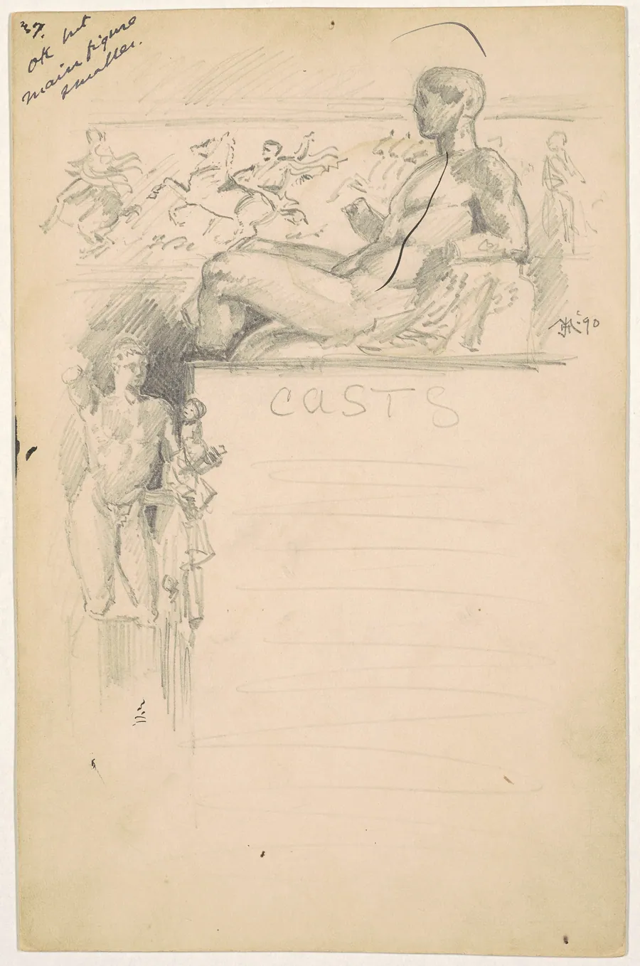 Study for "Casts from Antique Sculpture: The Parthenon" by James Henry Moser