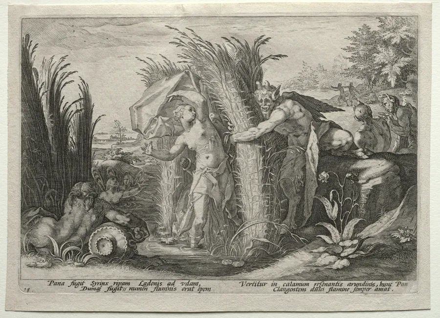 Pan Pursuing Syrinx by Hendrick Goltzius