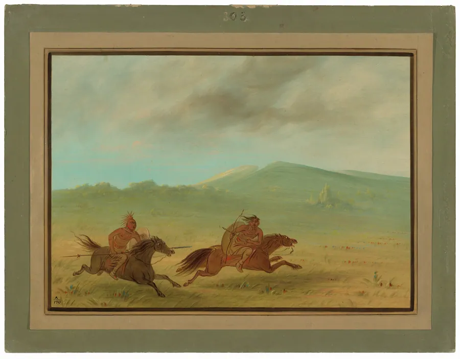 An Osage Indian Pursuing a Camanchee by George Catlin