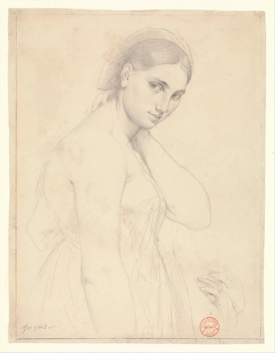 Study for "Raphael and the Fornarina"(?) by Jean Auguste Dominique Ingres