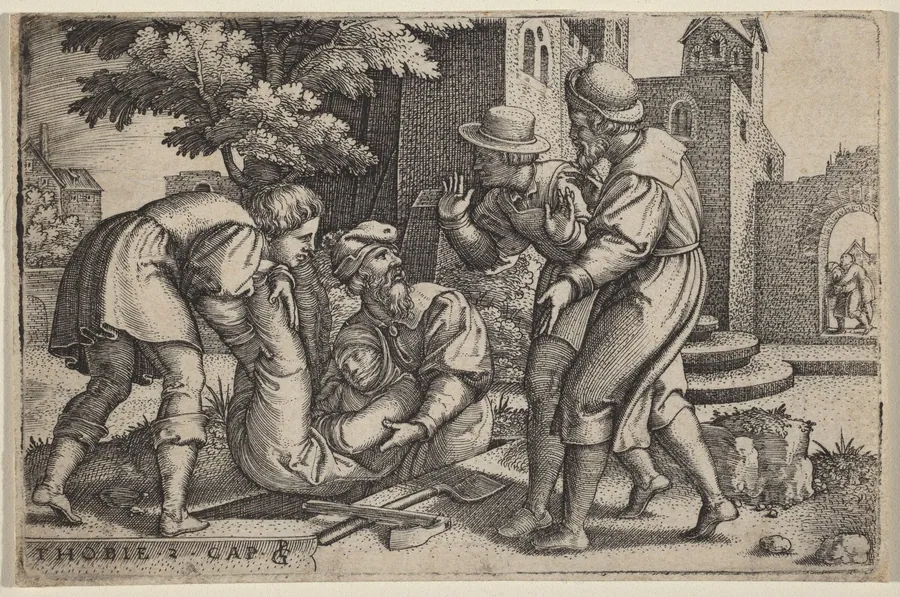 Tobias Burying One of the Children of Israel by Georg Pencz