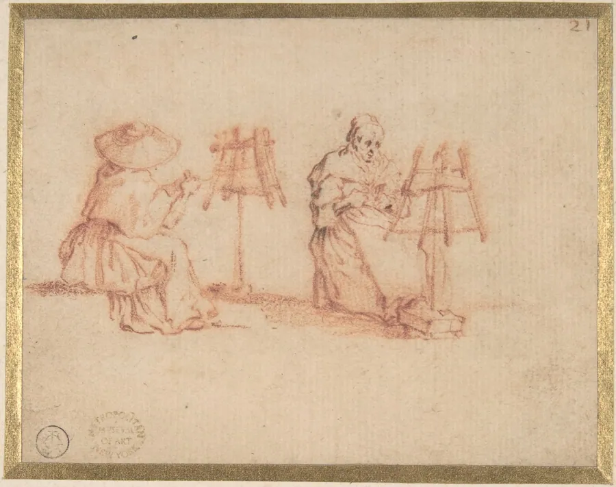 Two Women Winding Yarn by Jacques Callot