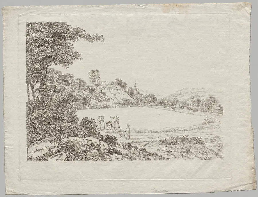 Landscape with Tharandt Castle Ruins by Adrian Zingg