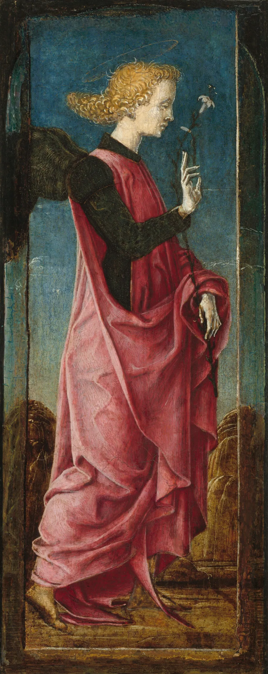 The Archangel Gabriel [middle left panel] by Cosmè Tura