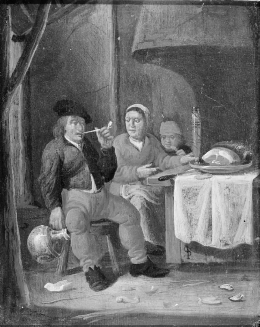 Familie ved måltid by Monogrammist TS