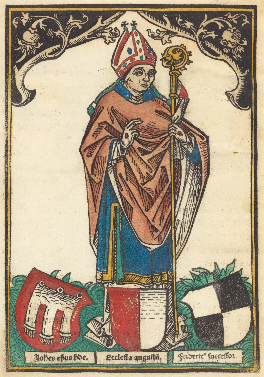 Bishop of Augsburg with Three Coats of Arms by German 15th Century