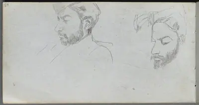 Sketchbook, page 65: Study of Faces in Profile