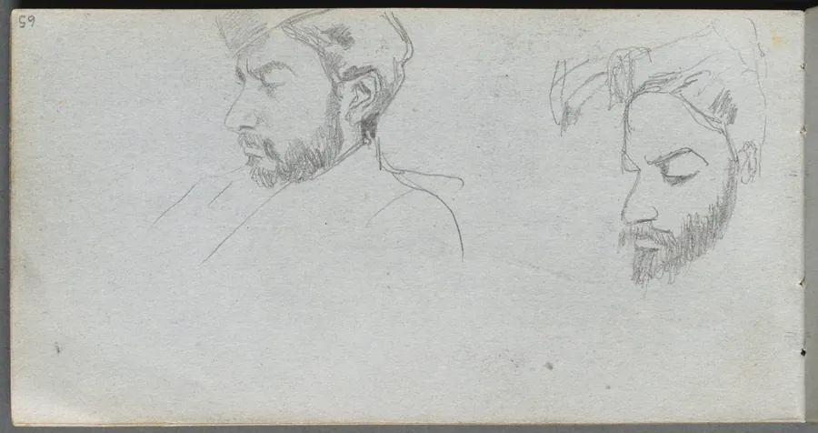 Sketchbook, page 65: Study of Faces in Profile by Ernest Meissonier