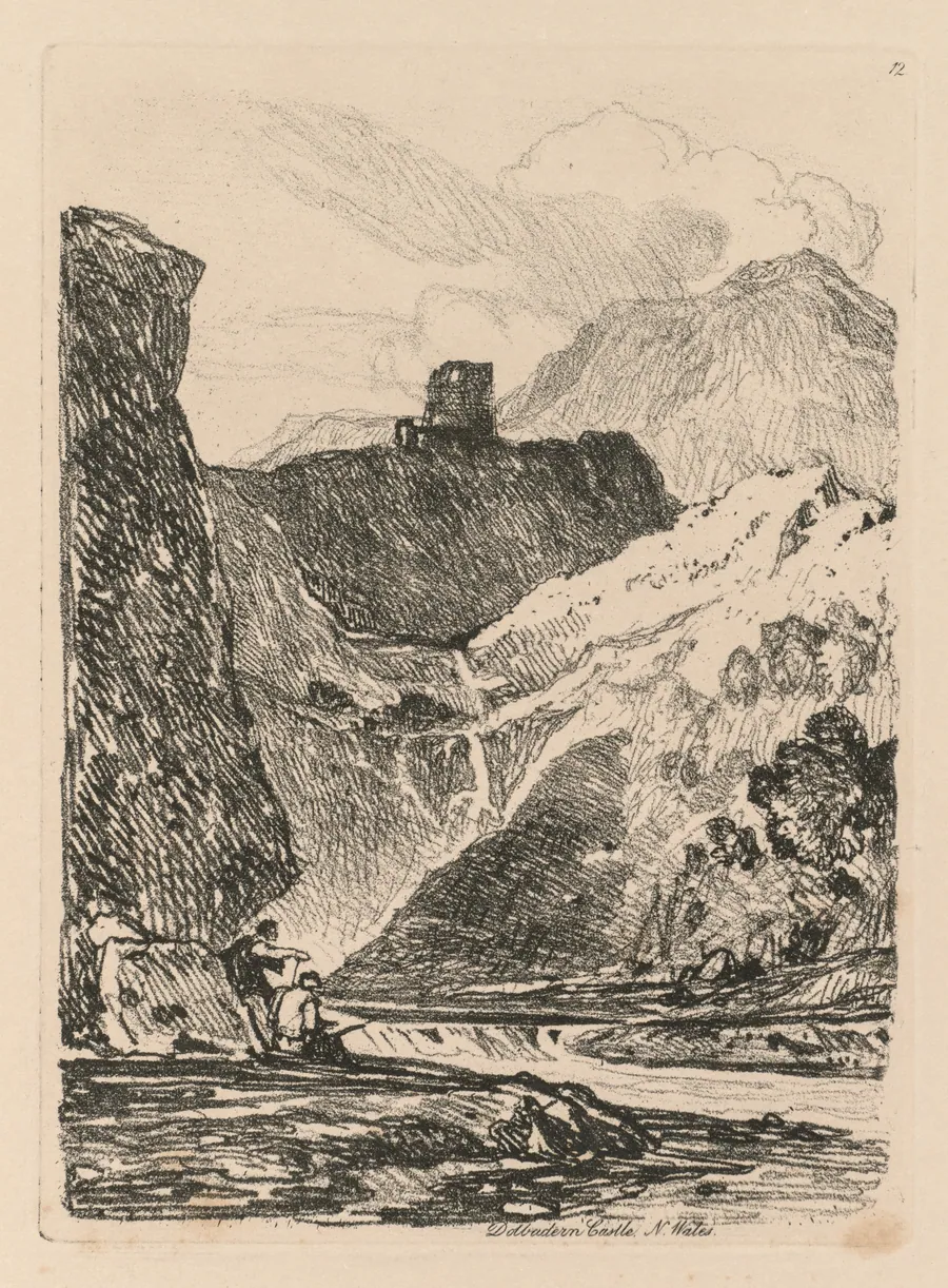 Liber Studiorum: Plate 12, Dolbadern Castle, Llanberris Lake, North Wales by John Sell Cotman