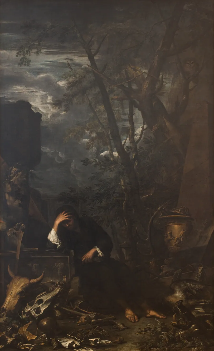 Demokrit, hensunken i betragtninger by Salvator Rosa