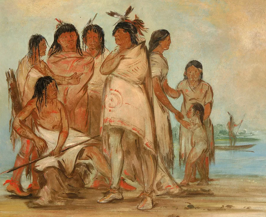 Du-cór-re-a, Chief of the Tribe, and His Family by George Catlin, born Wilkes-Barre, PA 1796-died Jersey City, NJ 1872