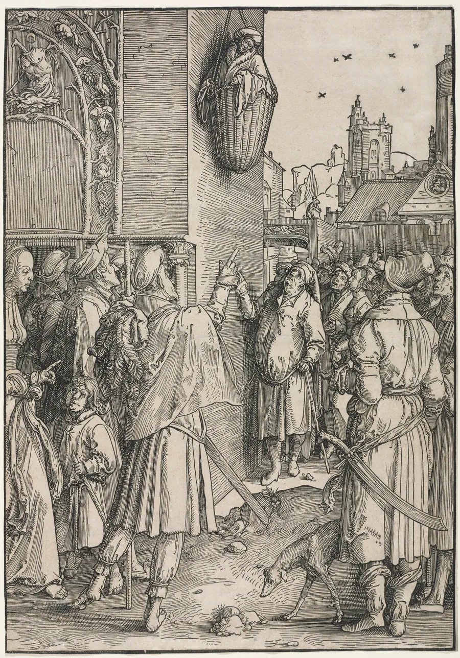 The Power of Women: The Poet Virgil Suspended in a Basket by Lucas van Leyden