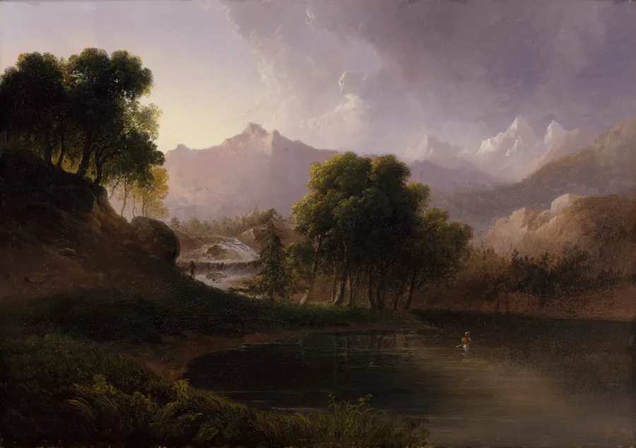 Landscape with Stream and Mountains by Thomas Doughty, born Philadelphia, PA 1791-died New York City 1856
