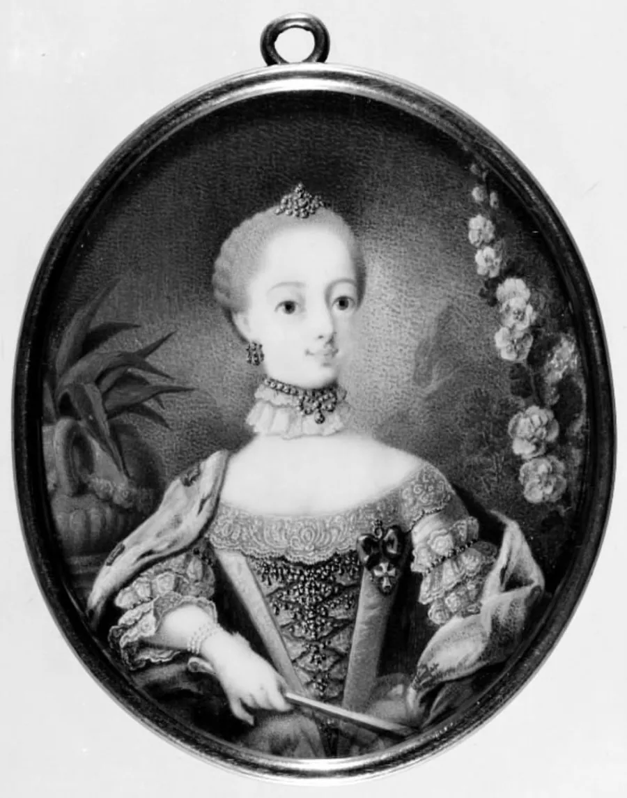 Portræt af prinsesse Wilhelmine Caroline, datter af Frederik V, gift med kurfyrst Wilhelm I af Hessen-Kassel by W.A. Müller