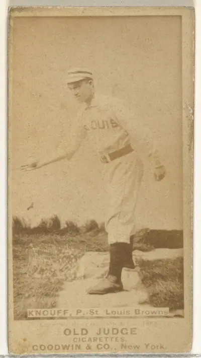 Edward Augustine "Ed" Knouff, Pitcher, St. Louis Browns, from the Old Judge series (N172) for Old Judge Cigarettes