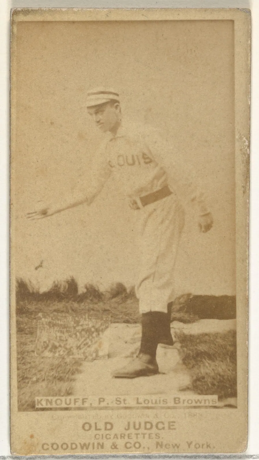 Edward Augustine "Ed" Knouff, Pitcher, St. Louis Browns, from the Old Judge series (N172) for Old Judge Cigarettes by Goodwin & Company