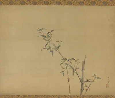 Bamboo stems with branches and foliage