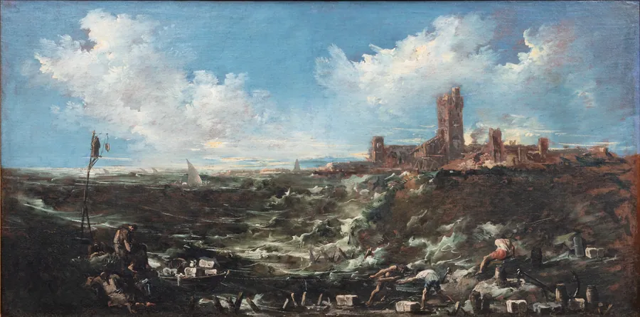 Munkenes bøn ved havet by Alessandro Magnasco