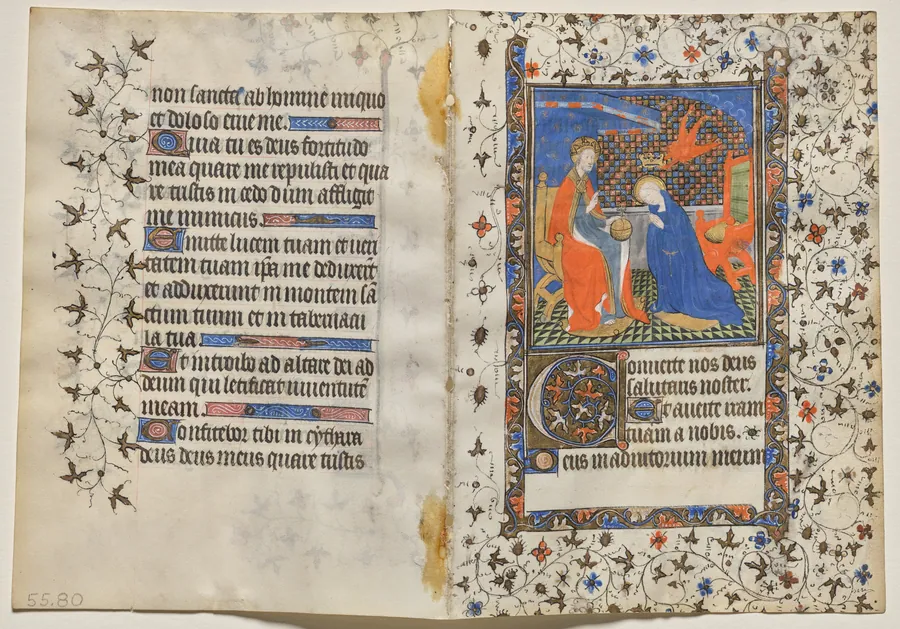 Bifolio from a Book of Hours: Coronation of the Virgin (recto) by Boucicaut Master