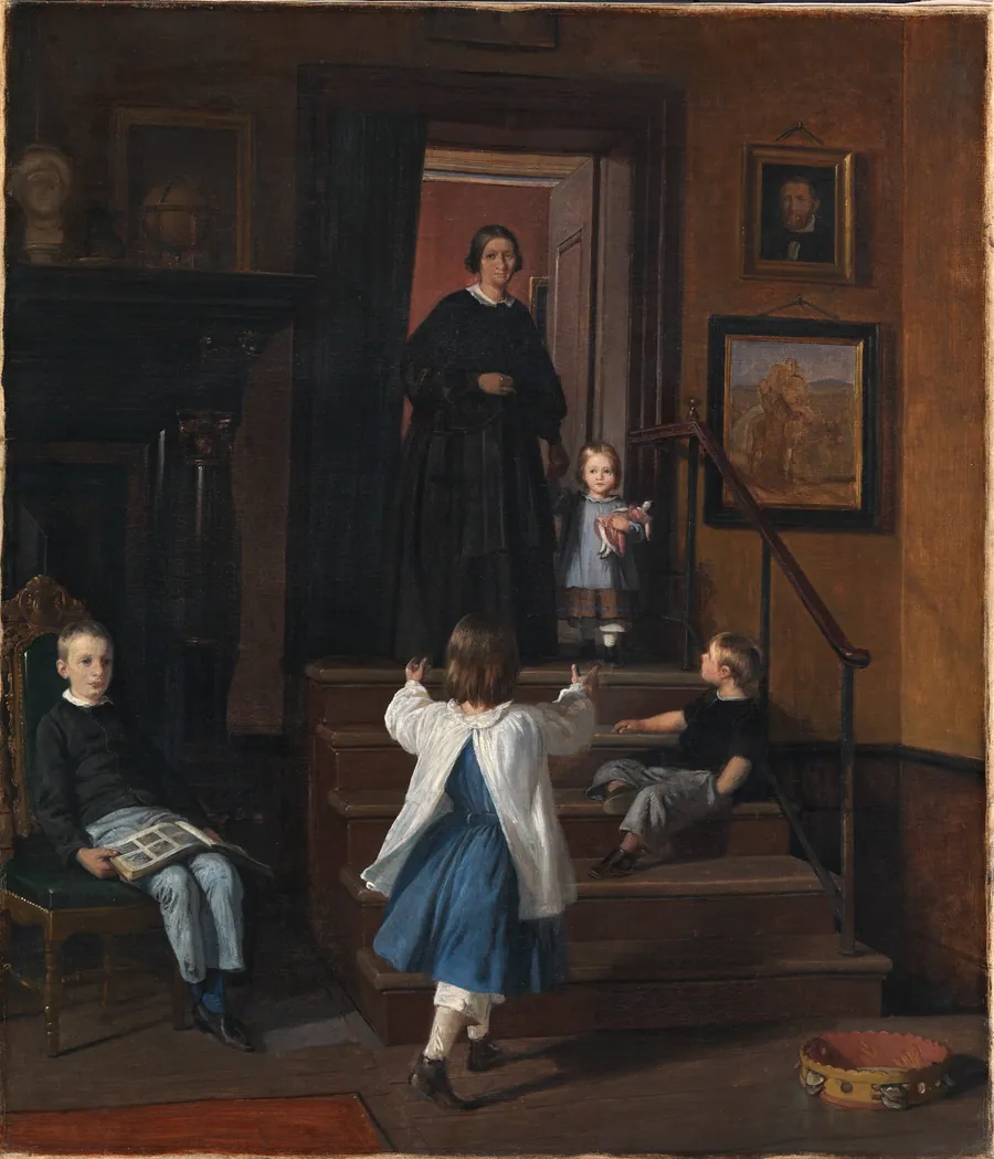 Kunstnerens hustru og børn i atelieret på Charlottenborg by Wilhelm Marstrand