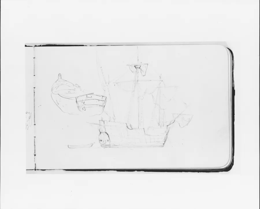 Study of a Ship and Rowboat (from Sketchbook) by Albert Bierstadt