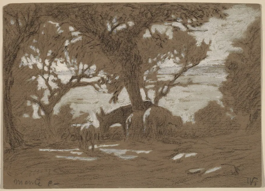 Mt. Colognola - Sheep Grazing on Lake Trasimeno by Elihu Vedder