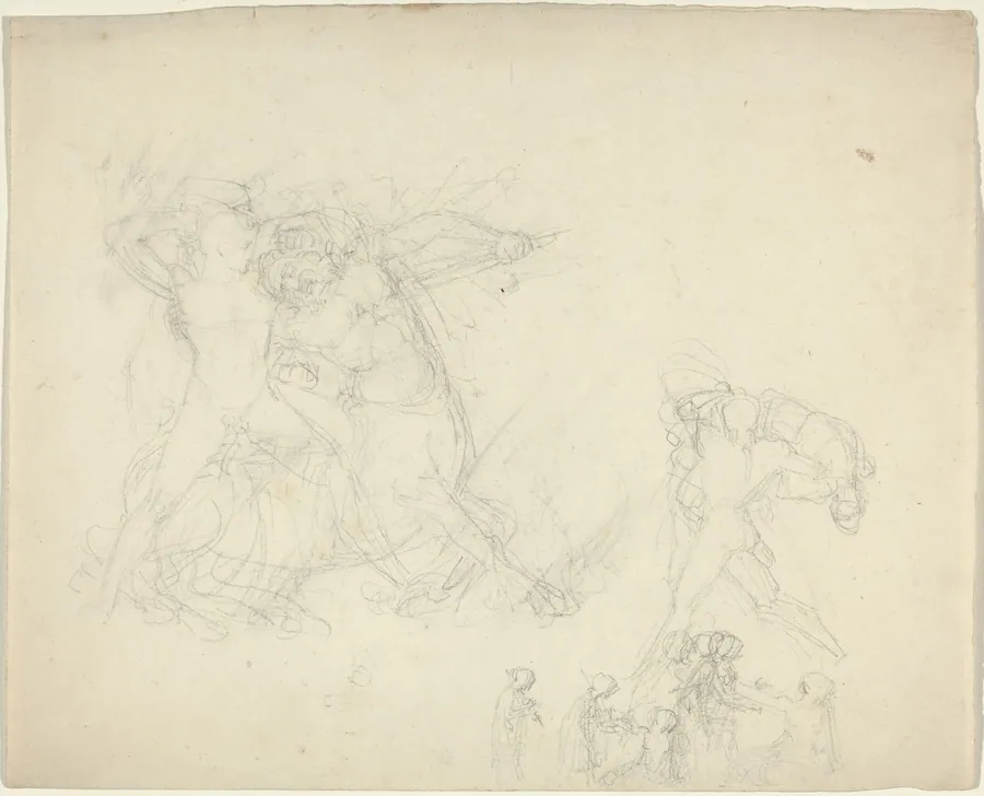 Sheet of Studies, including a Man Battling a Centaur by John Flaxman