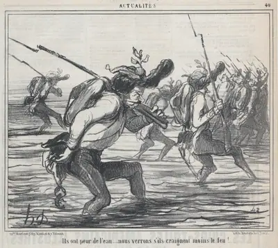 Ils ont peur de l'eau..., from Actualités, published in Le Charivari, May 11, 1859