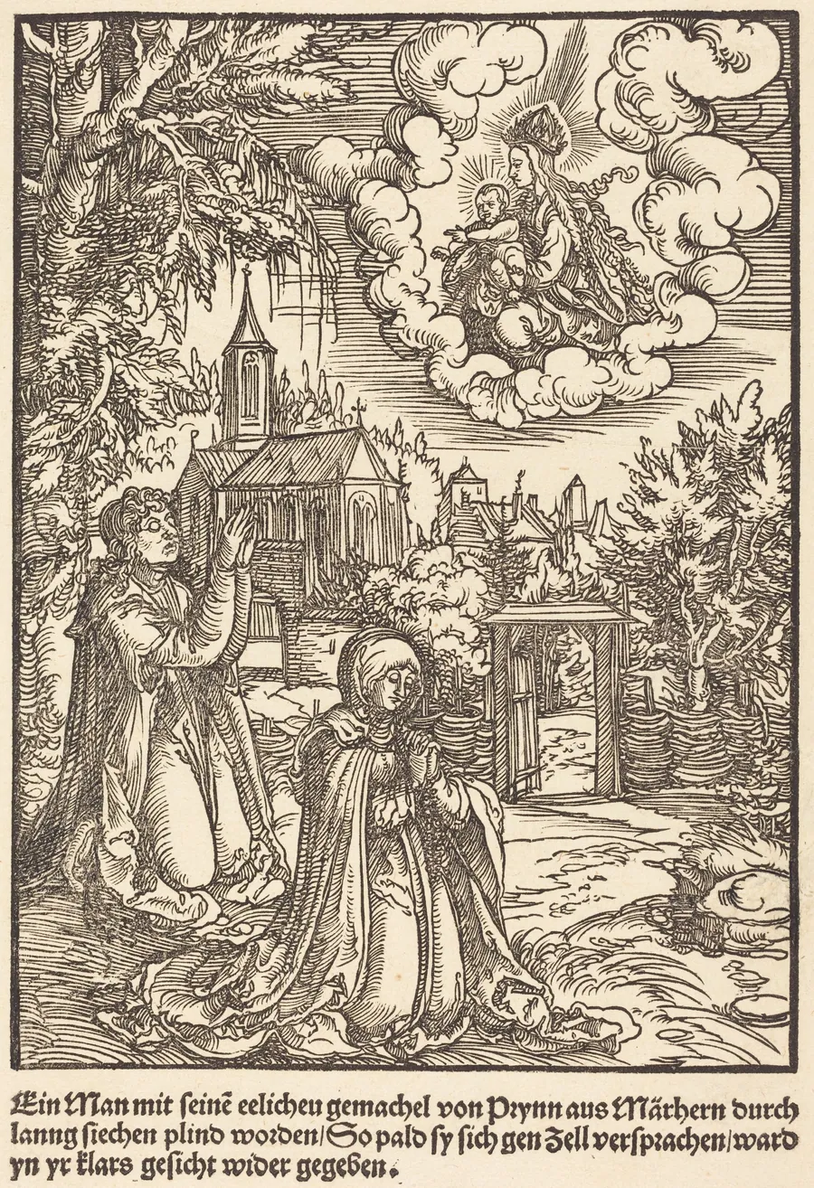 Ein Man mit seine eelicheu gemachel ... by Master of the Miracles of Mariazell