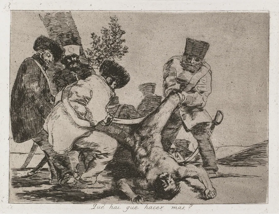 Disasters of War: Pl. 33, What more can one do? by Francisco de Goya