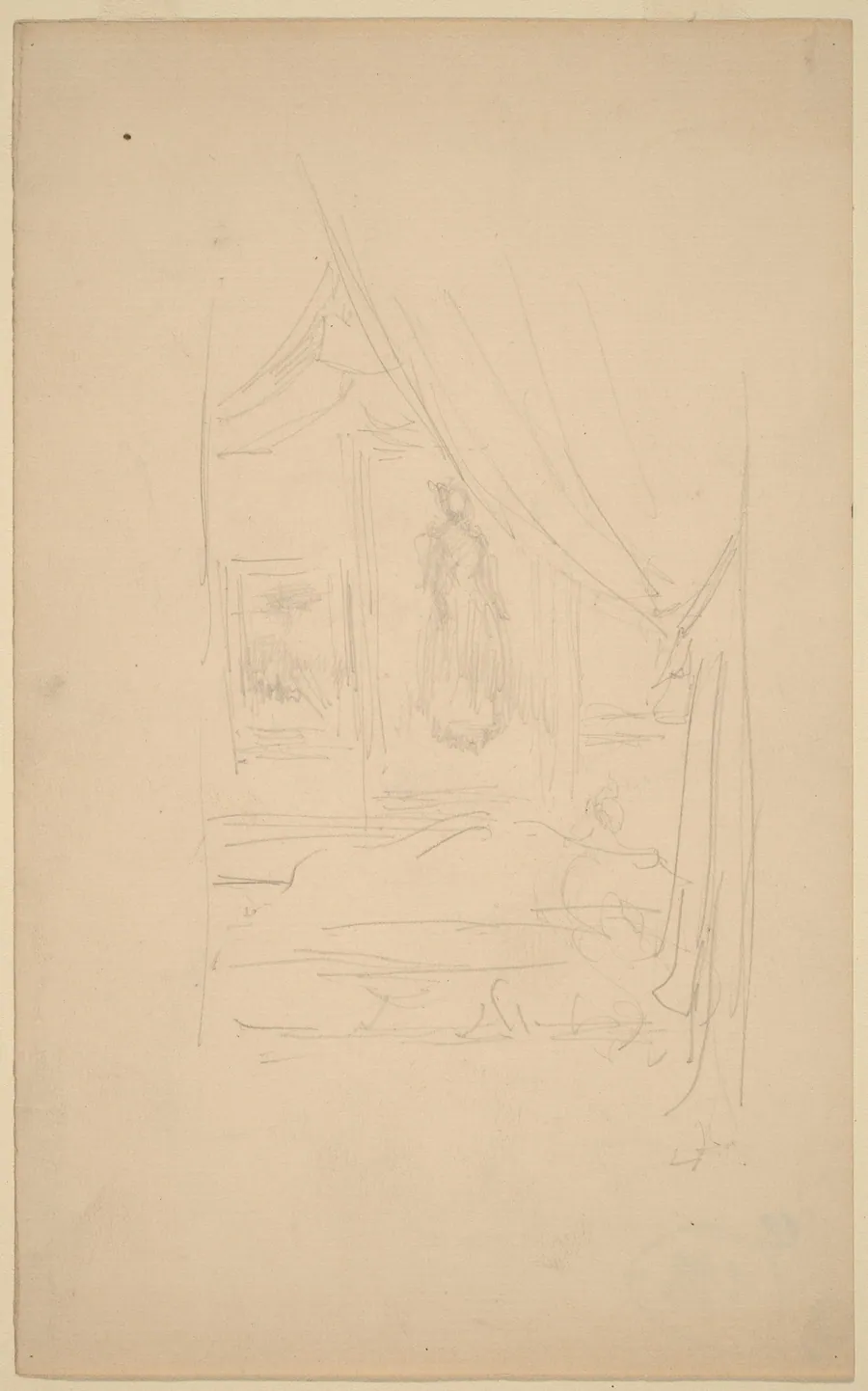 Sketch of Mrs. Godwin's Portrait when hung at the Society of British Artists by James McNeill Whistler