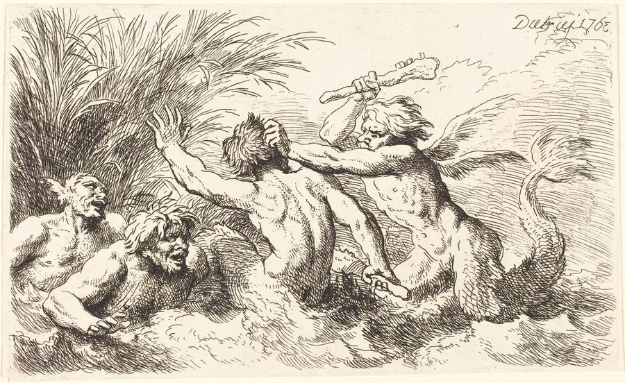 Battling Tritons by Christian Wilhelm Ernst Dietrich