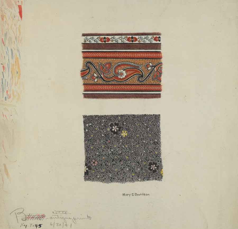 Cotton Antique Prints by Mary C. Davidson