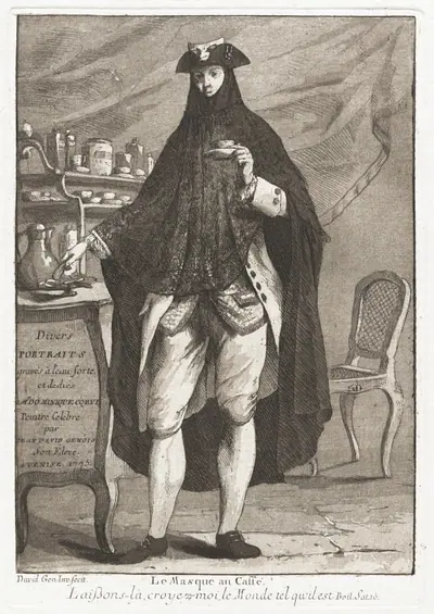 Le Masque au caffé (The Masked Man Taking Coffee)