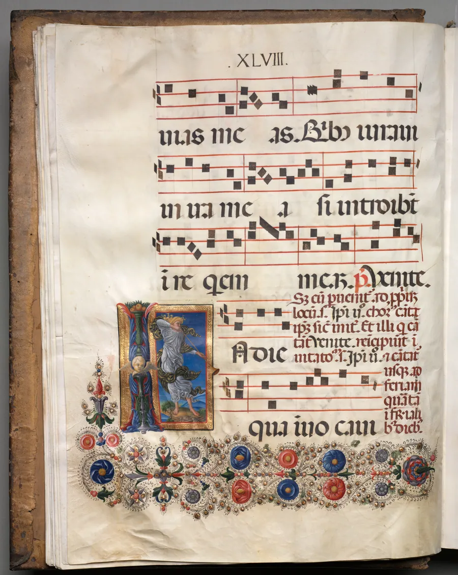 Antiphonary: Initial, angel by Girolamo da Cremona