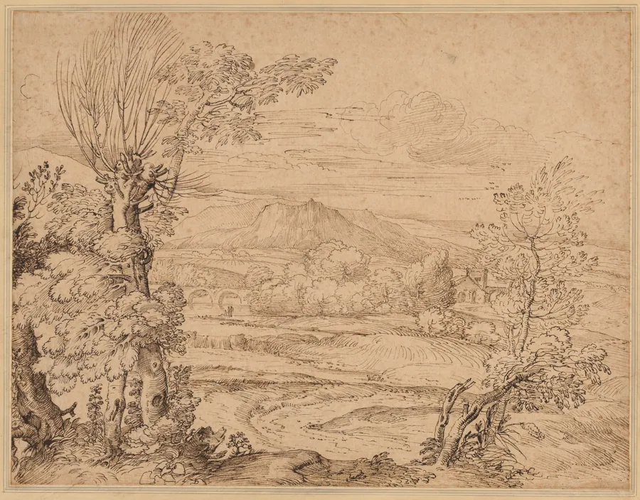Landscape with a River and Aqueduct by Giovanni Francesco Grimaldi