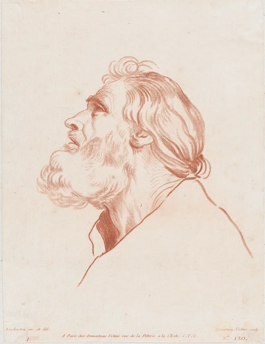 Bust Portrait of a Man with a Beard by Gilles-Antoine Demarteau
