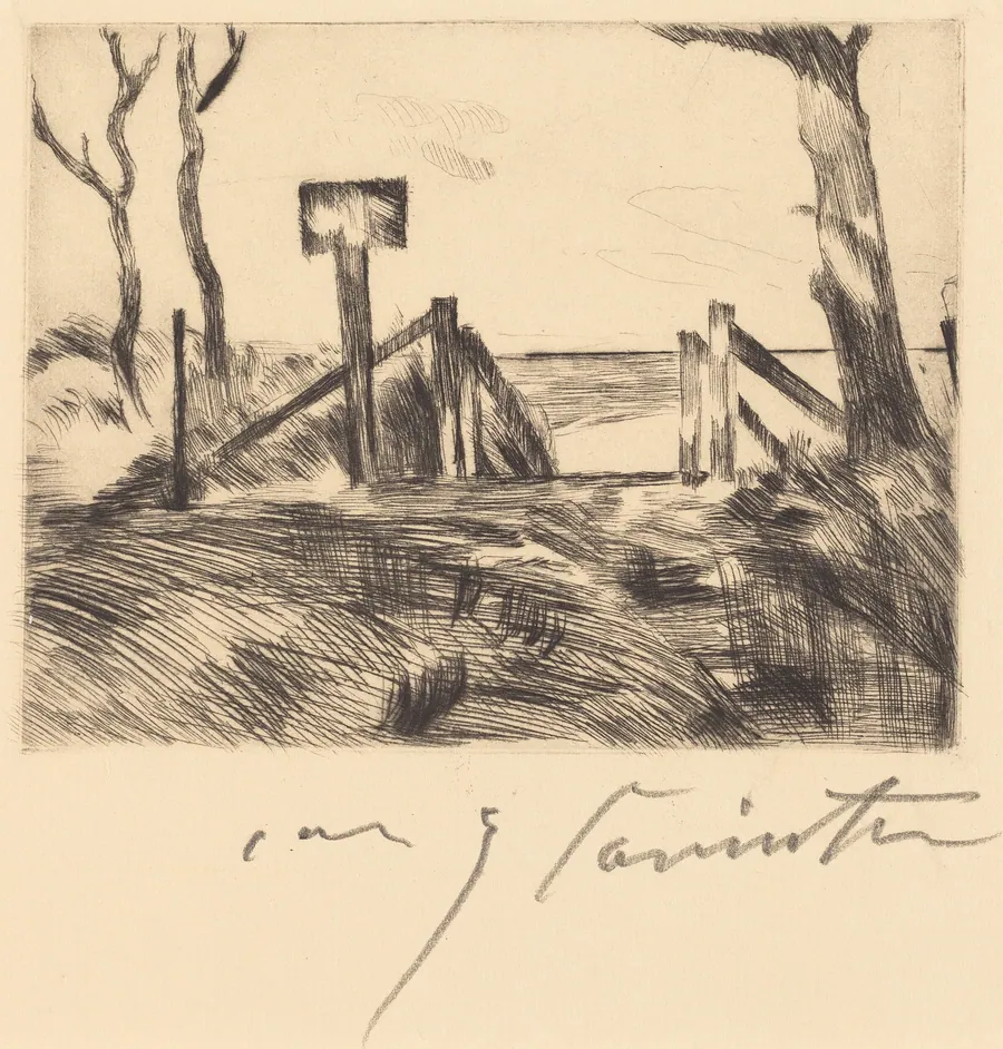 Brücke mit Tafel (Bridge with Sign) by Lovis Corinth