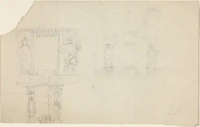 Structure with Figures in Asian Dress (Illustration for “The Casket”?)