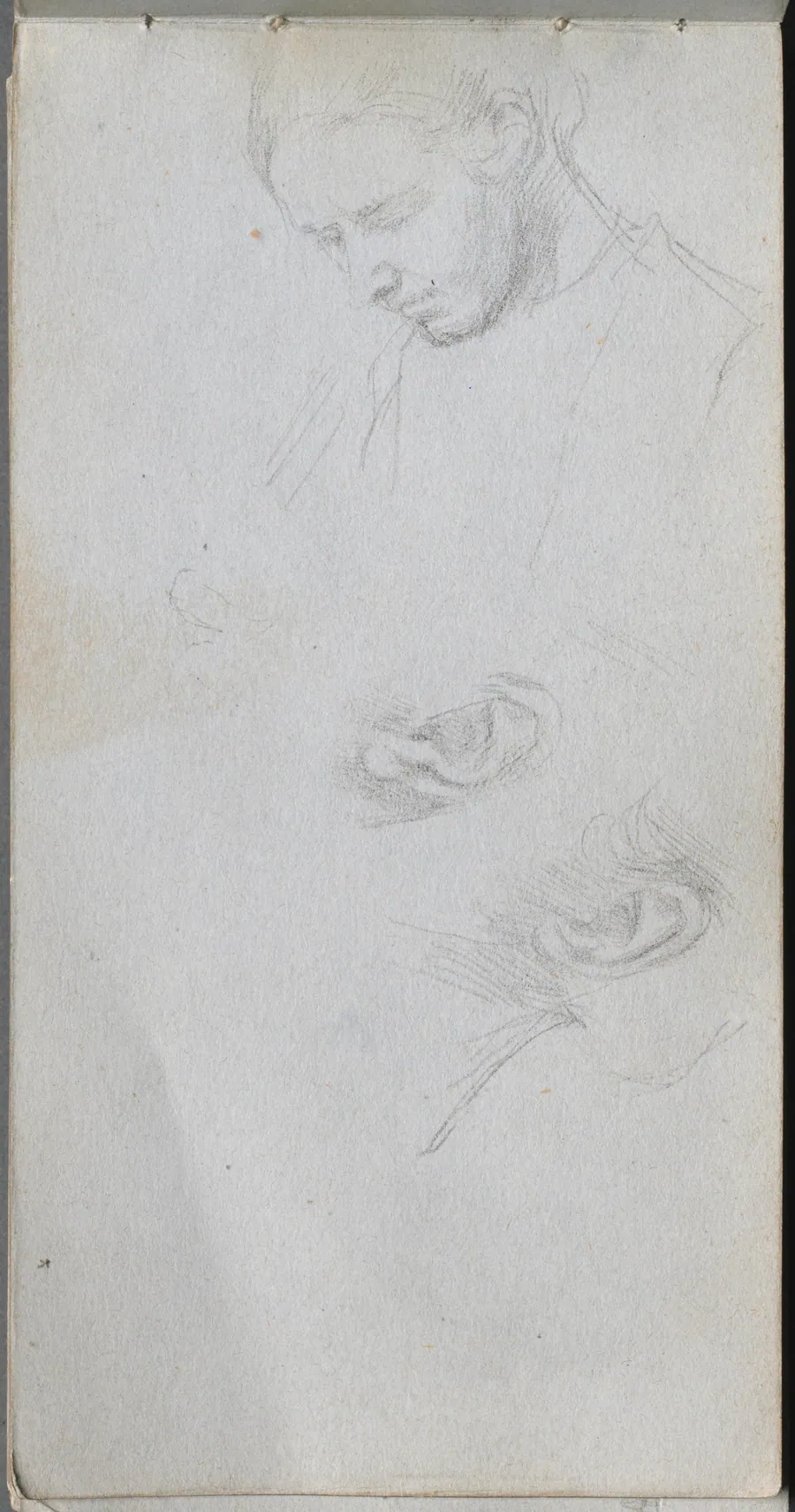 Sketchbook, page 96: Study of a Face, Ears by Ernest Meissonier
